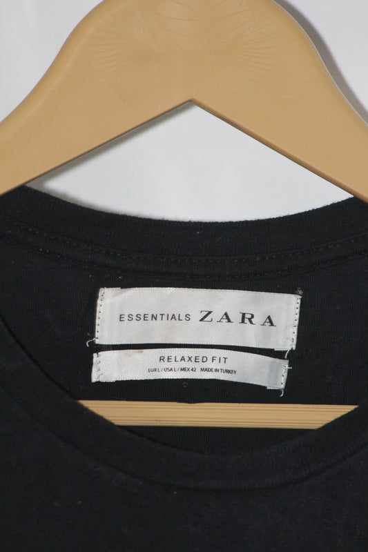 Zara Black Half-Sleeve T-Shirt