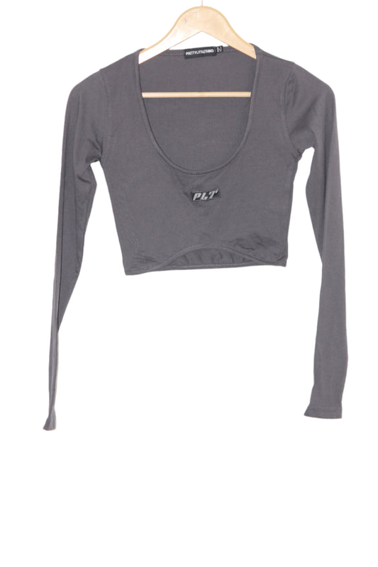 Full Sleeve Black Crop Top by Pretty Little Thing