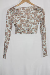 Full Sleeve Green Crop Top by Shein