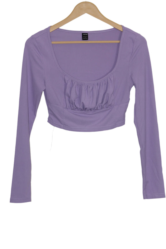 Purple Full Sleeve Crop Top – Shein (Small)