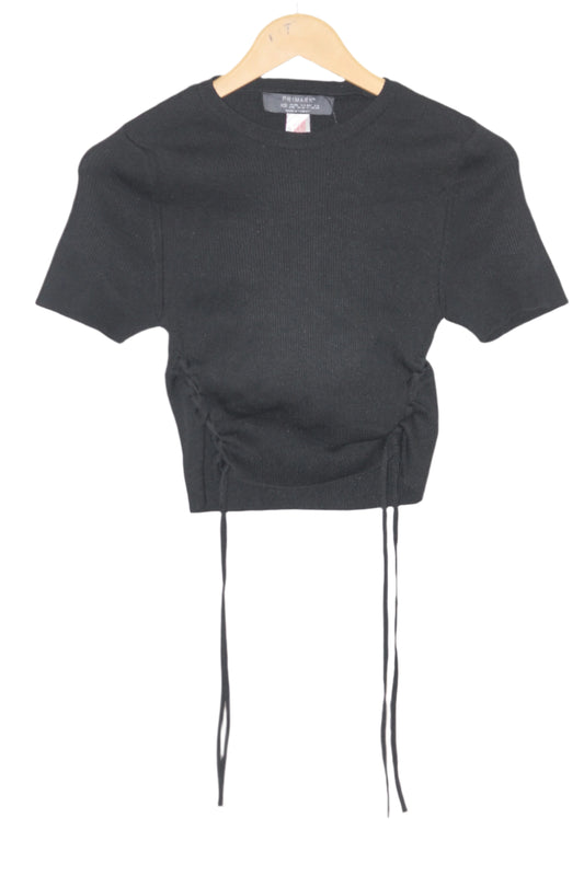 Half Sleeve Black Crop Top by PRIMARK