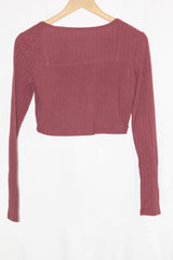 Maroon Full Sleeve Crop Top – Shein