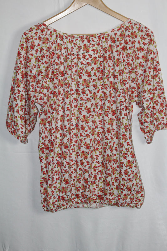Red Floral Full Sleeve Blouse – DUNNES