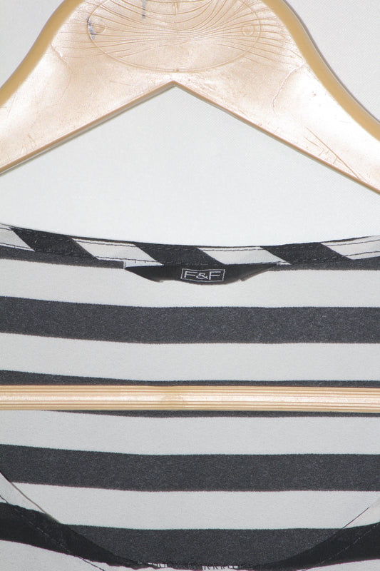 Black & White Striped Full Sleeve Blouse – F&F