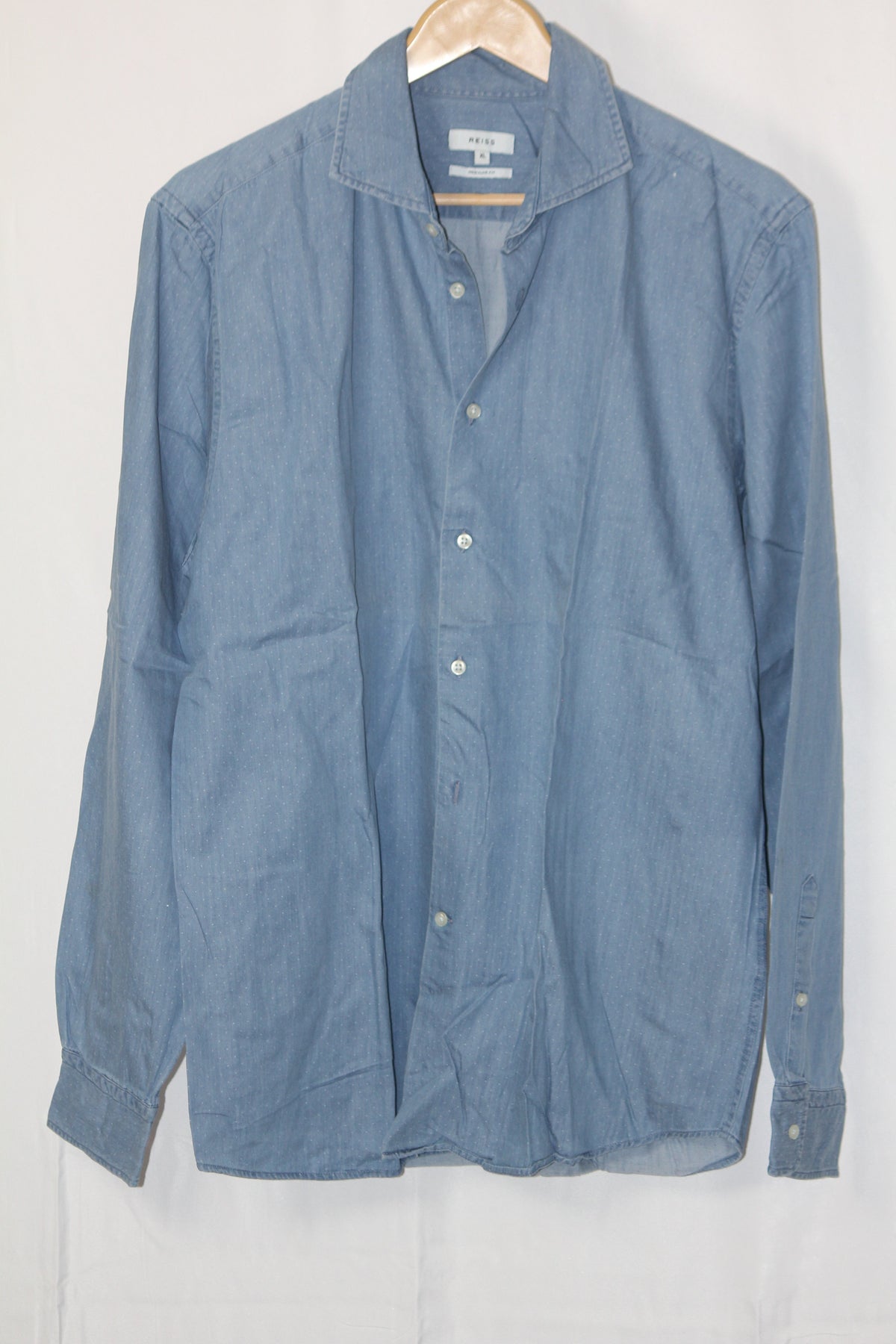 Blue Full Sleeve Button-Down Shirt with White Dots – Reiss (XL)
