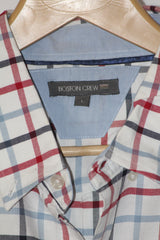 White & Blue Half Sleeve Shirt – Boston Crew (Large)