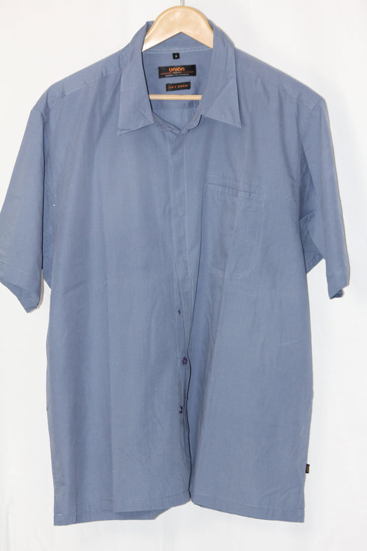 Half Sleeve Button-Down Blue Shirt with Pocket – Jeff & Co (XL)