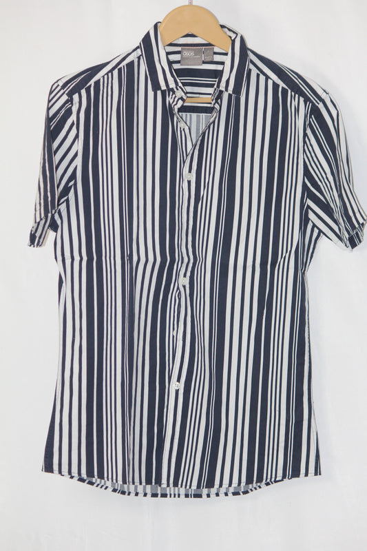 Black & White Striped Half Sleeve Shirt – ASOS (Small)