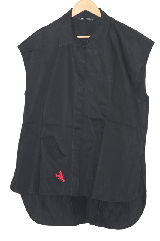 Jet Black Sleeveless Shirt – ZARA