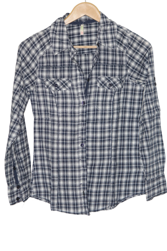 Navy & Off-White Check Shirt – Denim