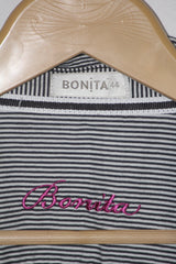 BONITA Black & White Striped Cotton Blend Shirt – Small