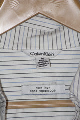 Calvin Klein White & Black Striped Cotton Shirt – Medium