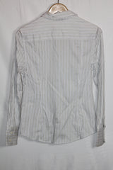 Calvin Klein White & Black Striped Cotton Shirt – Medium