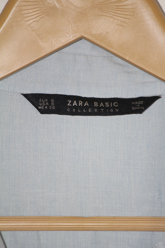 ZARA BASIC Sky Blue Cotton-Blend Shirt – Small