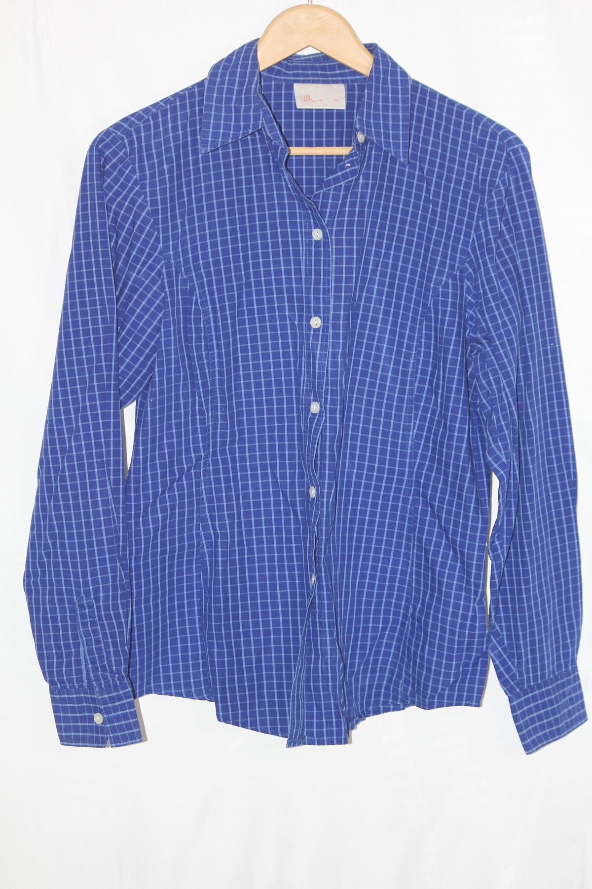 Bhs Blue & White Striped Cotton Shirt – Medium