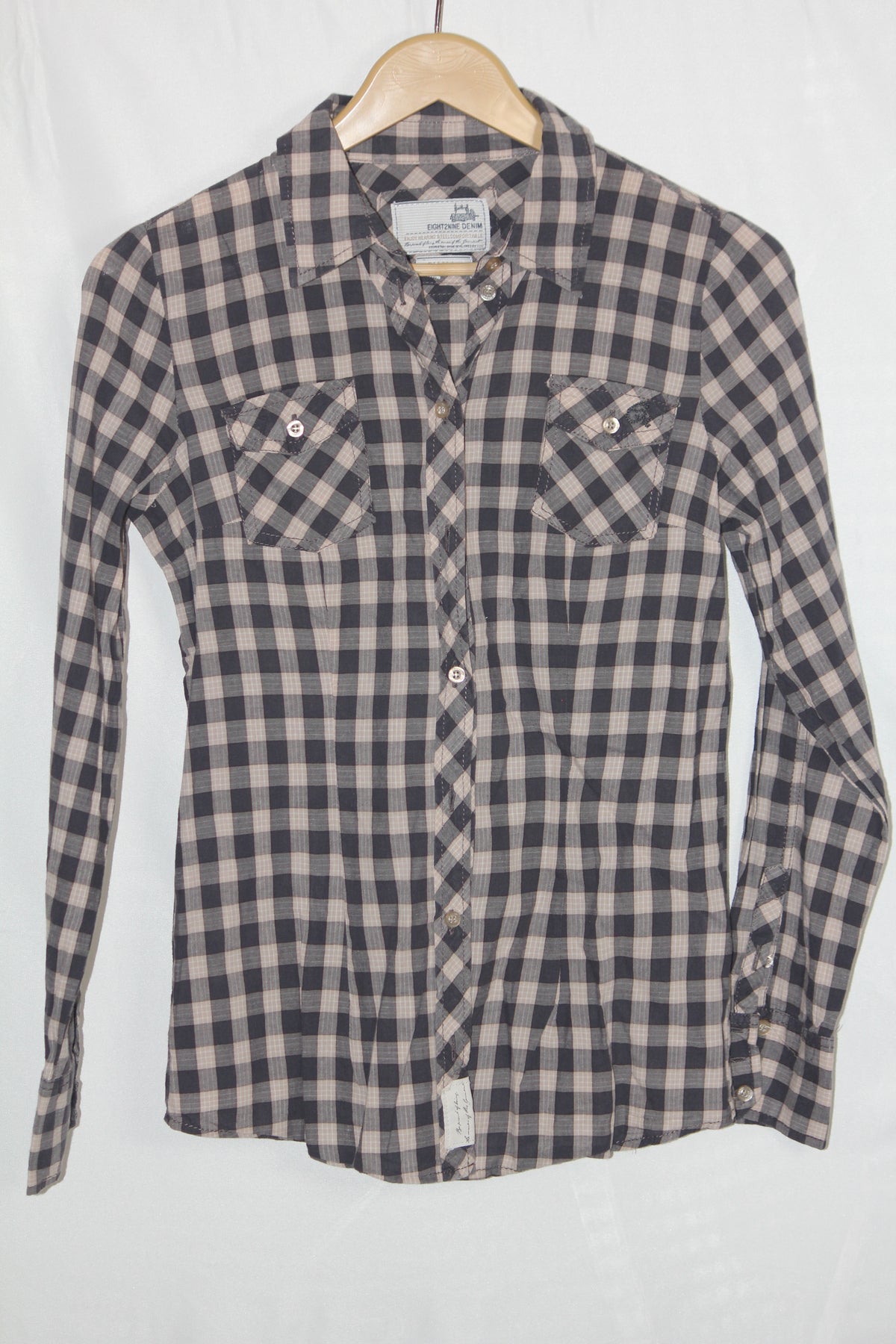 EIGHT2NINE Denim Brown Striped Cotton Shirt – Small