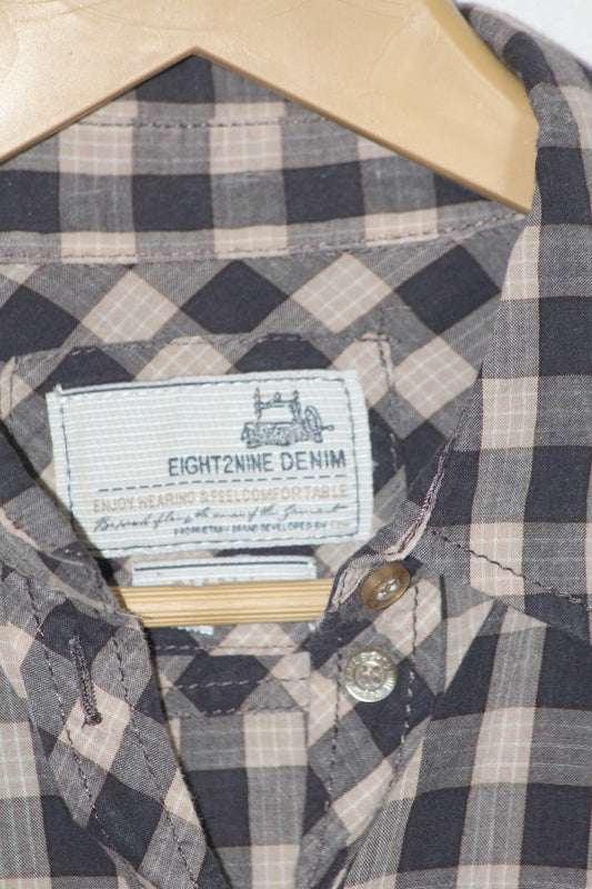 EIGHT2NINE Denim Brown Striped Cotton Shirt – Small