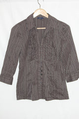 Reitmans Brown Striped Button Down Shirt – Small