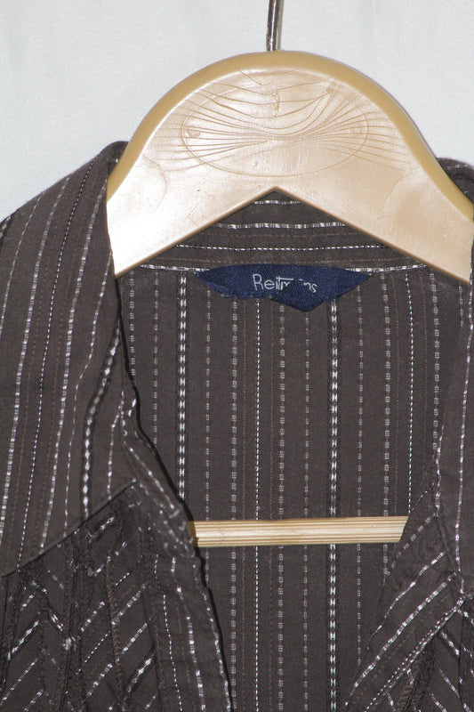Reitmans Brown Striped Button Down Shirt – Small