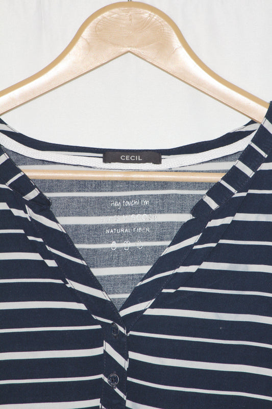 Cecil Black & White Striped Full Sleeve Blouse – Modern Casual Style