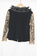 Infinity Black & Golden Embroidered Full Sleeve Blouse – Statement Piece