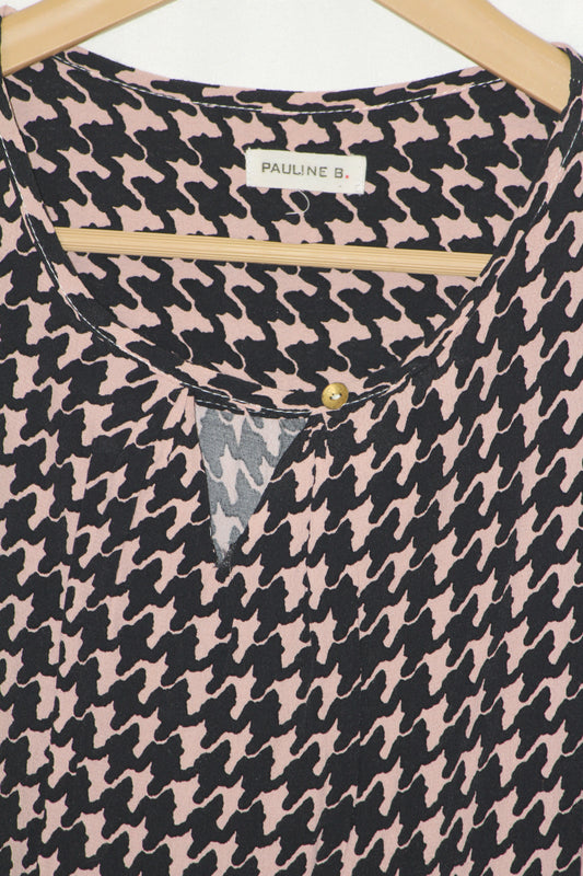 Pauline Black & Brown Full Sleeve Viscose Blouse – Subtle Elegance