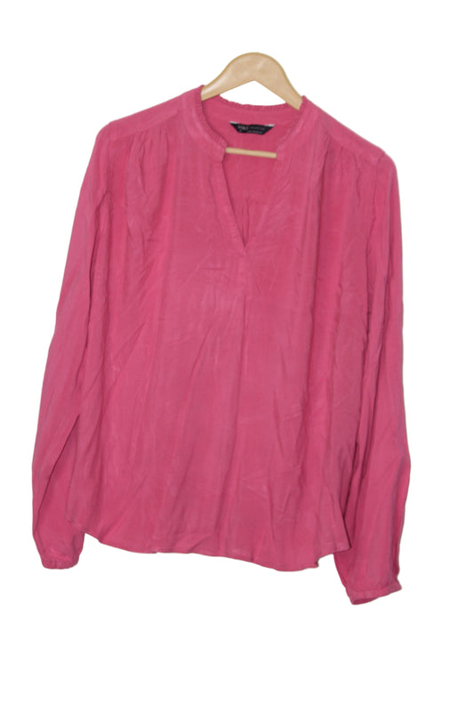 M&S Pink Viscose Full Sleeve Blouse – Elegant Everyday Wear