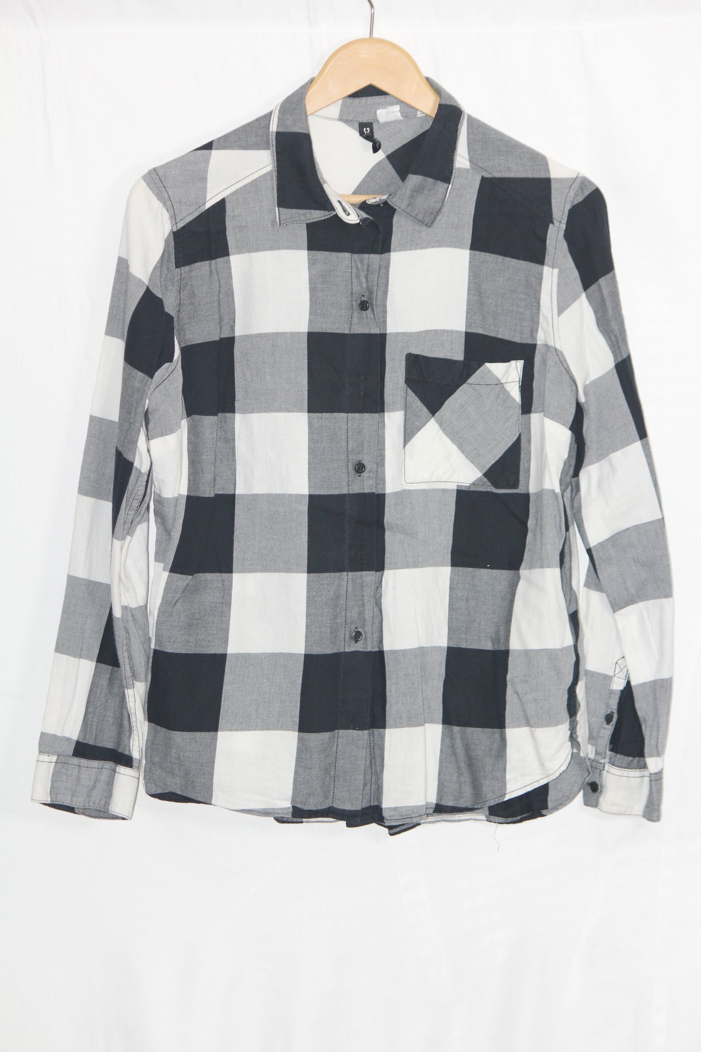 H&M Black & White Checked Cotton Shirt – Small