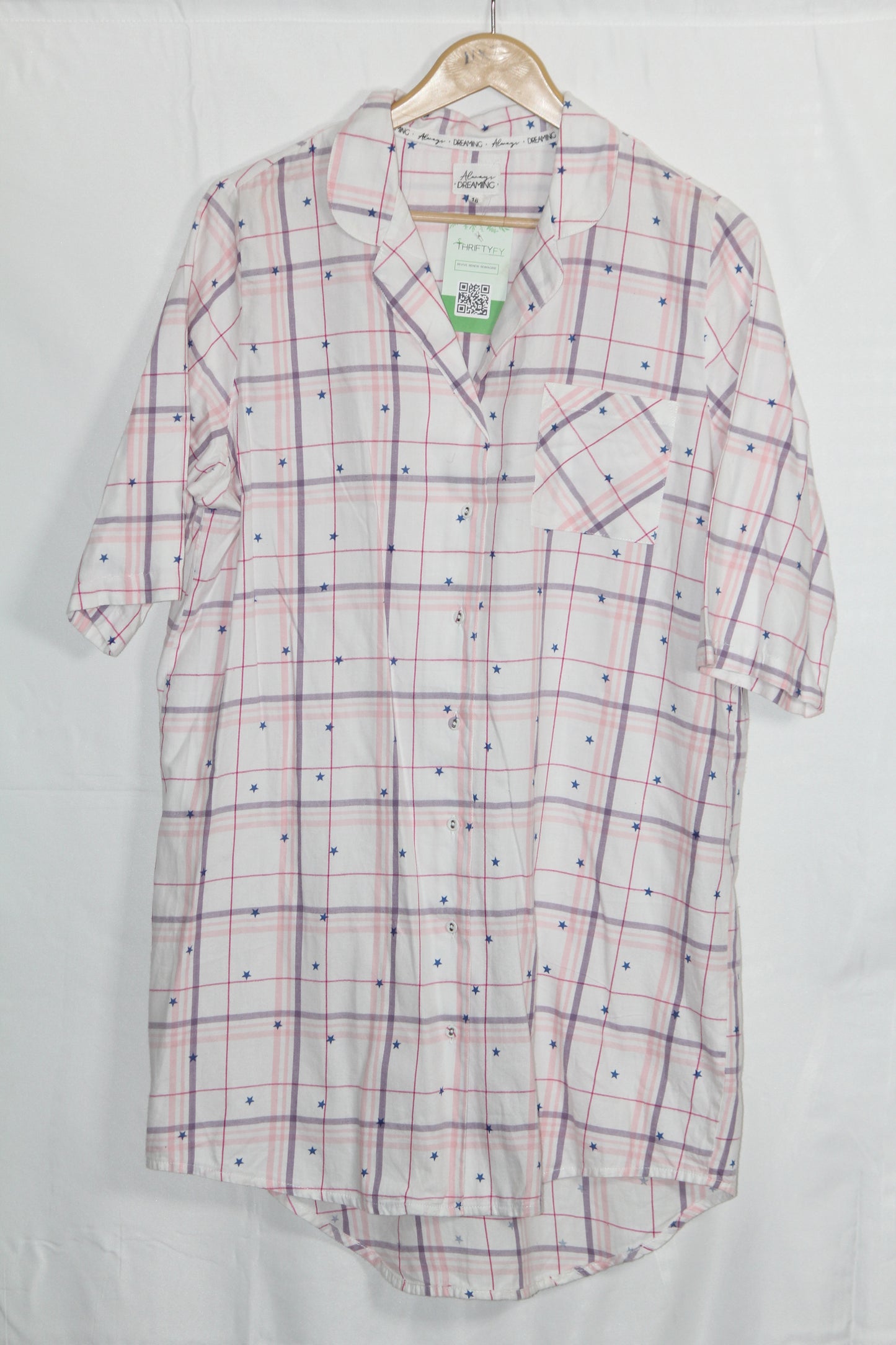 Always Dreaming White Checked Cotton Shirt – Large