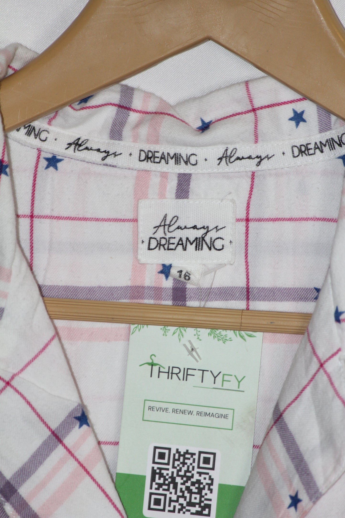 Always Dreaming White Checked Cotton Shirt – Large