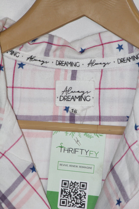 Always Dreaming White Checked Cotton Shirt – Large