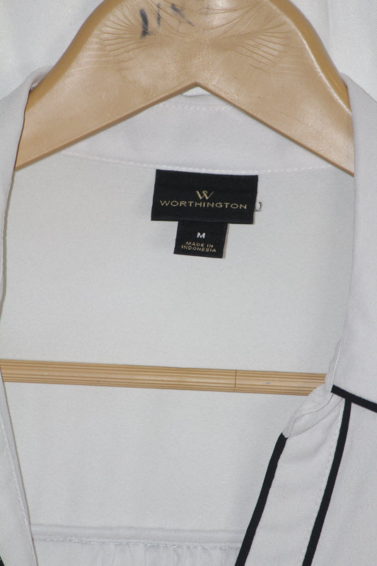 Worthington White Polyester Shirt – Medium