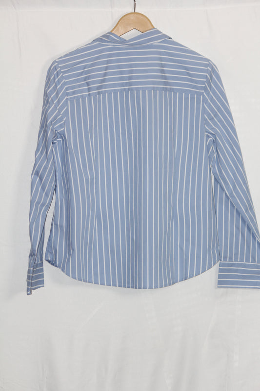 ThriftyFy Blue Striped Stretch Shirt – Medium