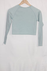 Thriftyfy Sea Green Full Sleeve Crop Top – Modern Streetwear Vibe