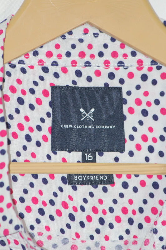 Crew Clothing Company Off-White Rayon Shirt with Dots – Small