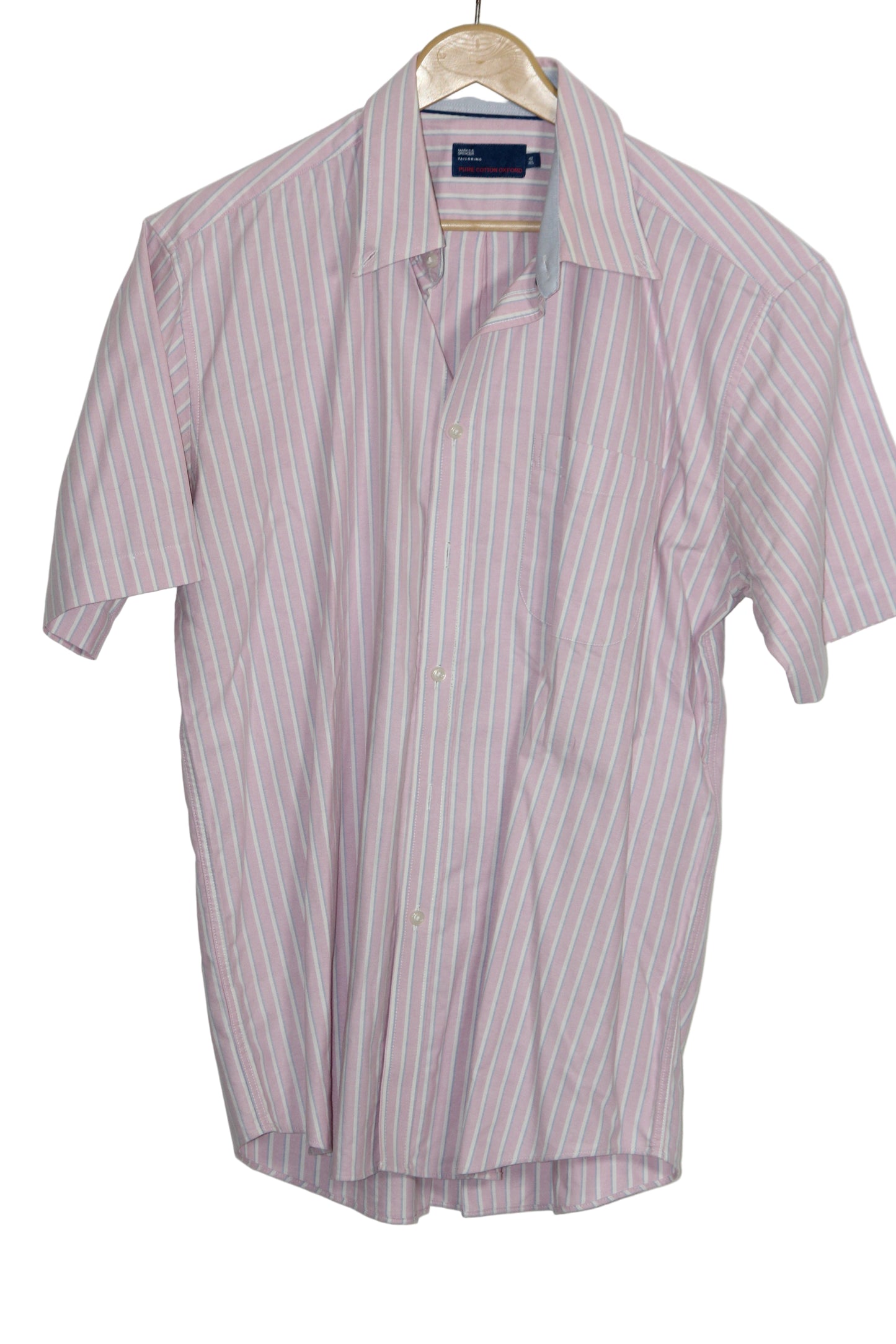 M&S Pink Striped Button Down T-Shirt – Large