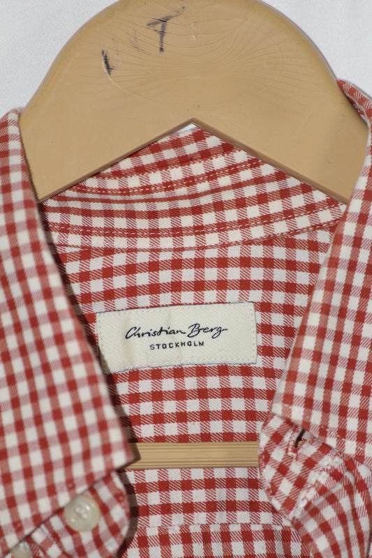 Christian Berg Red & White Checked Shirt – Large