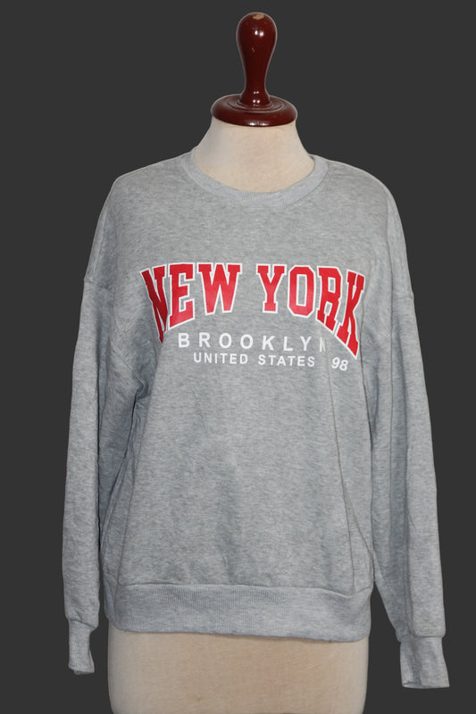 Thriftyfy Grey 'New York' Sweatshirt - Medium