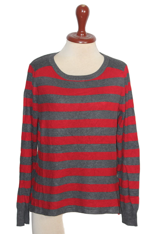 M&S Grey Winter Sweatshirt with Red Stripes (Medium)