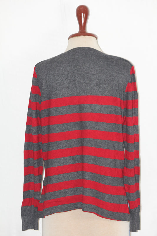 M&S Grey Winter Sweatshirt with Red Stripes (Medium)