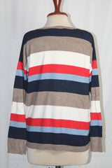 Pebble Bay Blue, White & Red Striped Sweatshirt (Large)