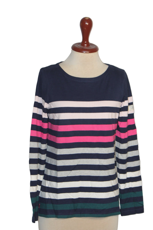 Joules Blue, White & Pink Lines Sweatshirt (Medium)