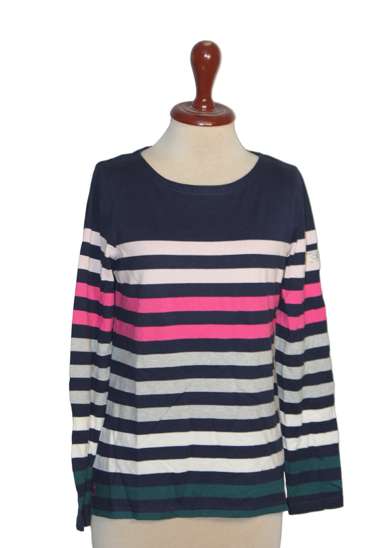 Joules Blue, White & Pink Lines Sweatshirt (Medium)