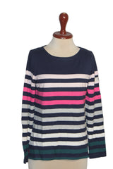 Joules Blue, White & Pink Lines Sweatshirt (Medium)