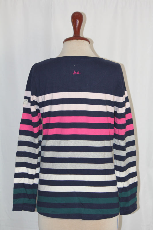 Joules Blue, White & Pink Lines Sweatshirt (Medium)