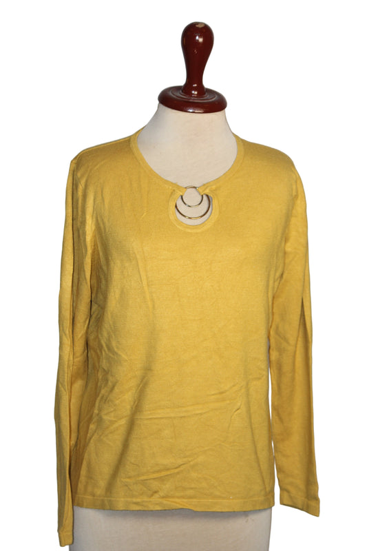 Text Vibrant Yellow Full-Sleeve Sweatshirt with  Golden Steel Ring"