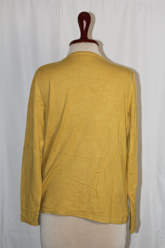 Text Vibrant Yellow Full-Sleeve Sweatshirt with  Golden Steel Ring"