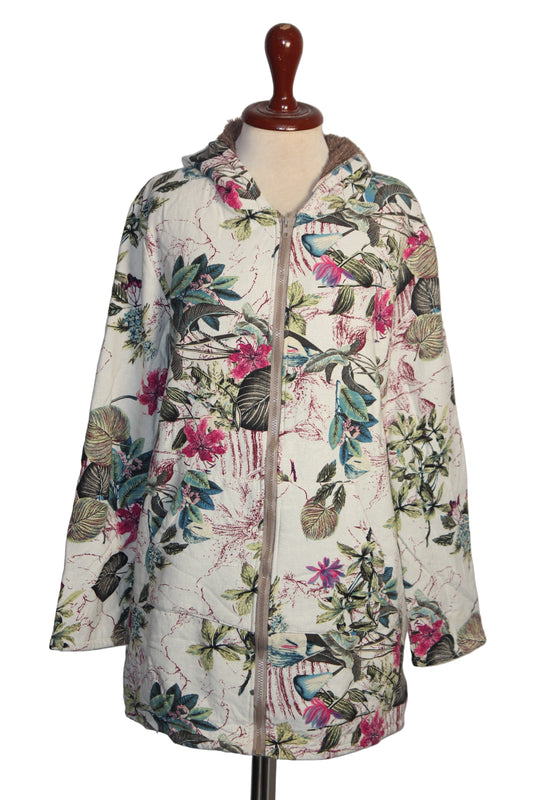 Thriftyfy White Floral Hoodie - XXL