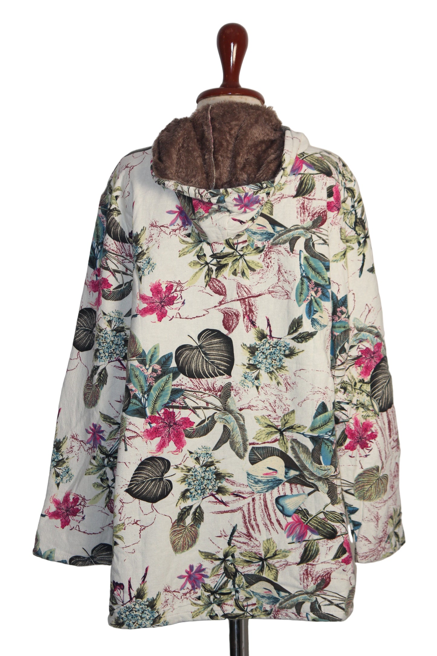 Thriftyfy White Floral Hoodie - XXL
