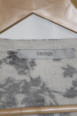 George White Viscose Sweater with Black Flowers – Small